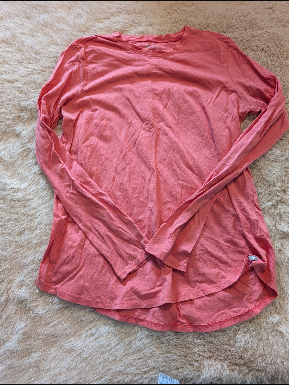 Women’s Long Sleeve Crewneck Top in Coral Pink